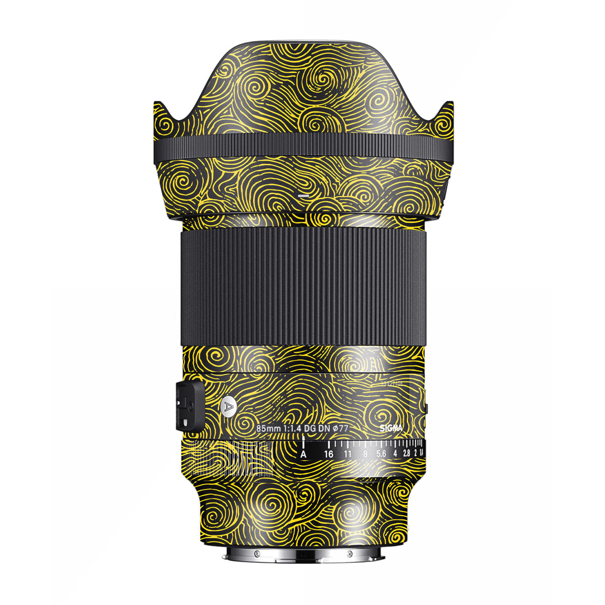 Yellow Spirals Sigma 85mm F/1.4 DG DN E-mount Camera Lens Skin