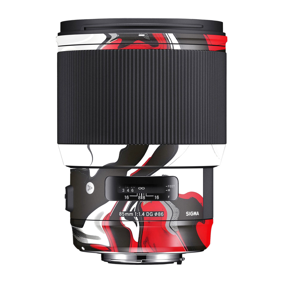 Scarlet and White Motion Sigma 85mm F/1.4 DG HSM Canon Camera Lens Skin