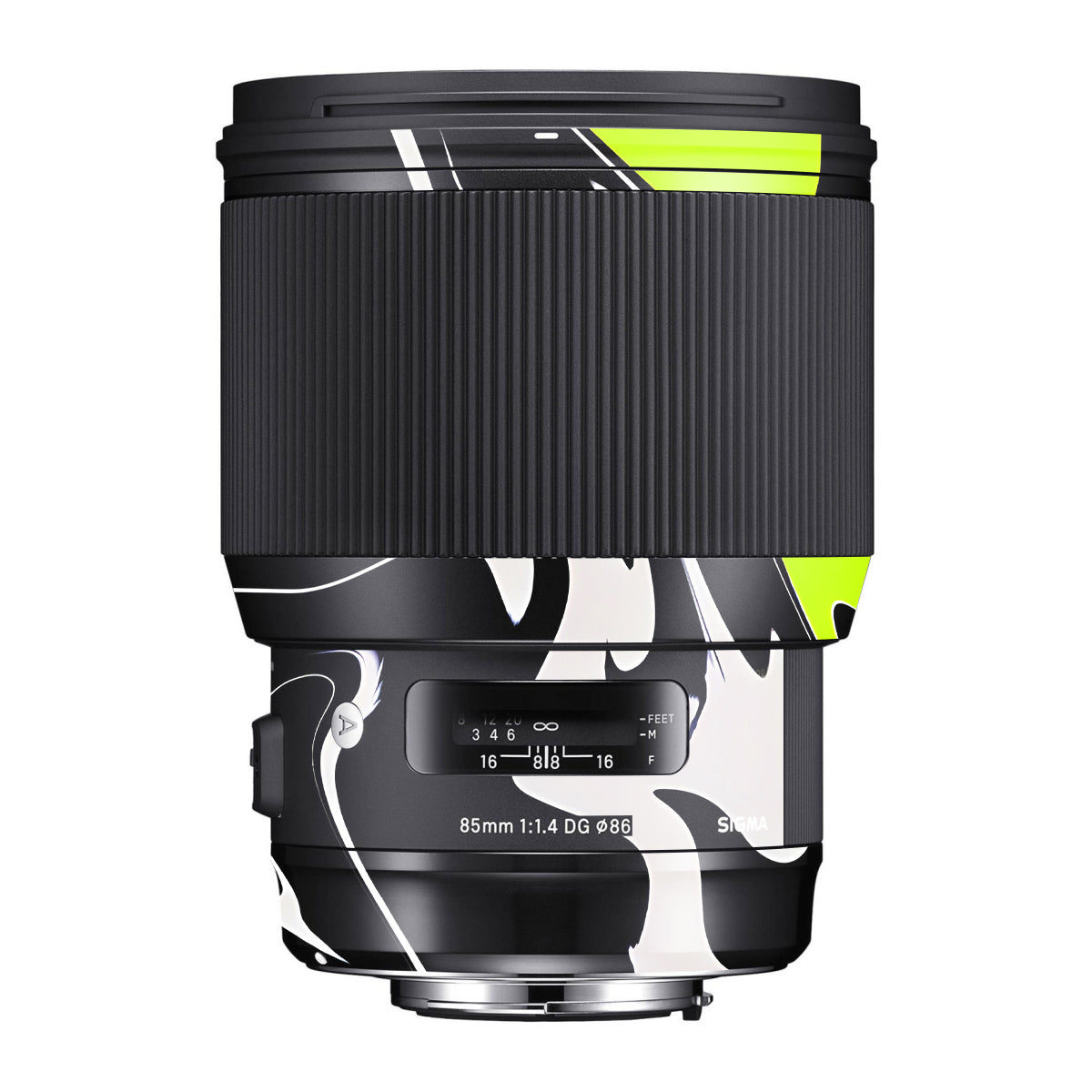 Neon Green and Black Pattern Sigma 85mm F/1.4 DG HSM Canon Camera Lens Skin