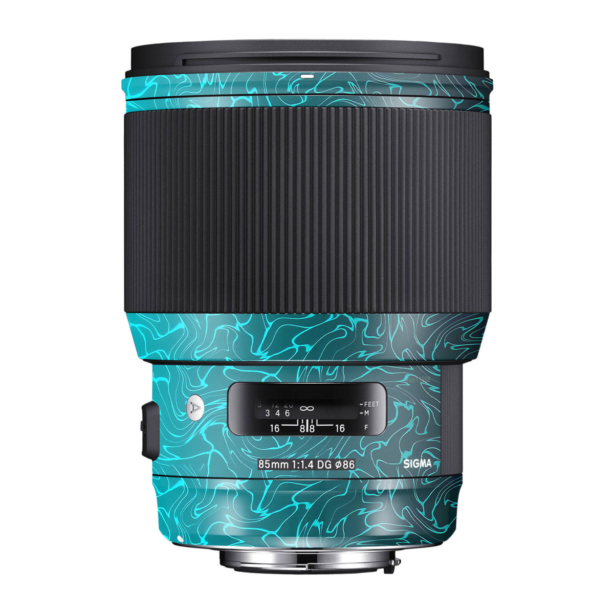 Cyan Blue to Black Gradient Sigma 85mm F/1.4 DG HSM Canon Camera Lens Skin