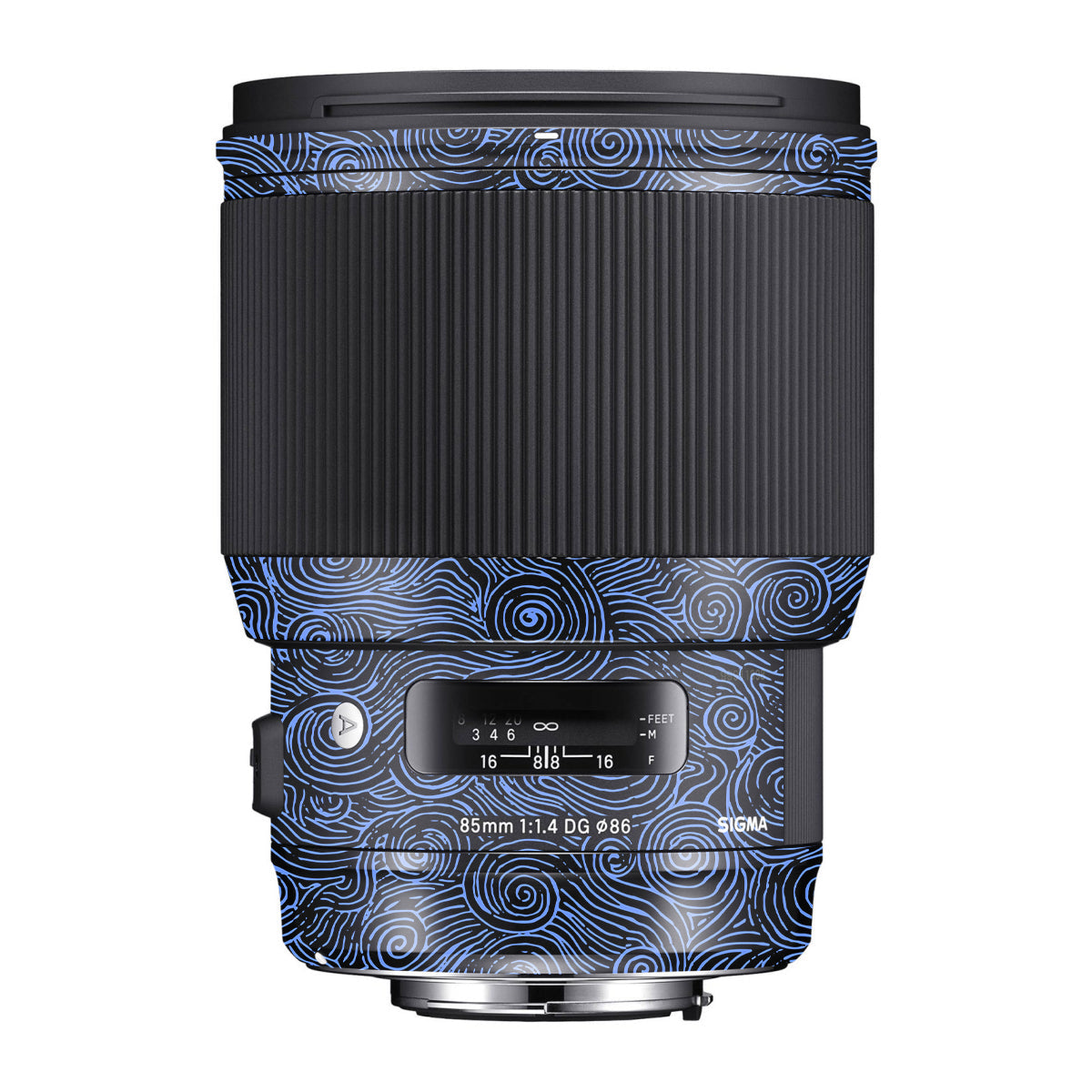 Blue Spirals Sigma 85mm F/1.4 DG HSM Canon Camera Lens Skin
