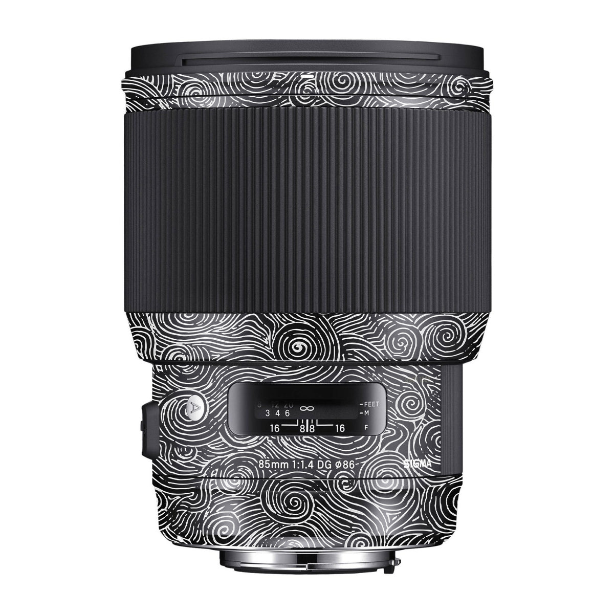 White Spirals Sigma 85mm F/1.4 DG HSM Canon Camera Lens Skin