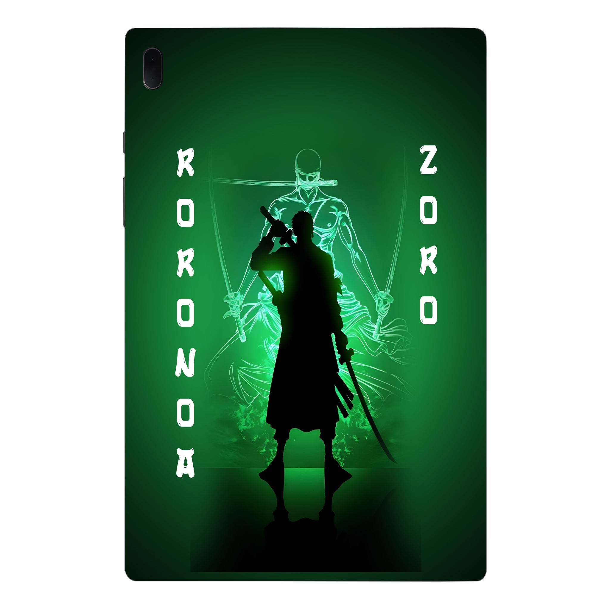 Samsung Galaxy Tab S7 FE Zoro in Green Fluorescent Background Anime Tablet Skins