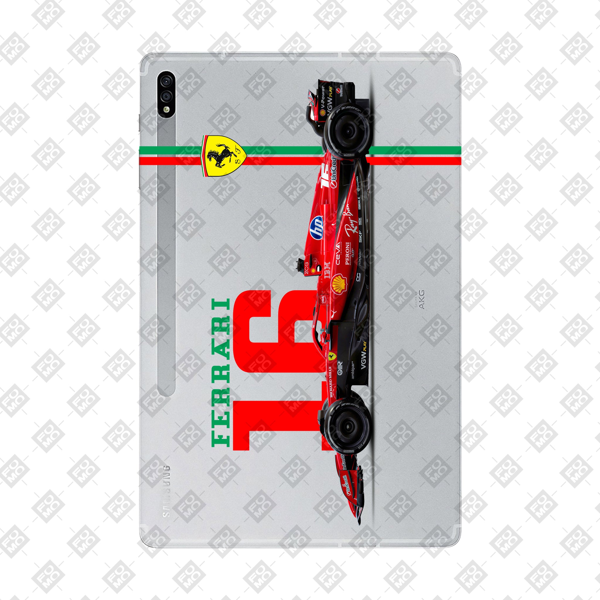 Samsung Galaxy Tab S7 Plus Transparent Ferrari Flame Tablet Skin