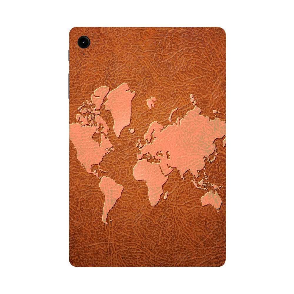Samsung Galaxy Tab S9 FE Brown World Map Tablet Skins