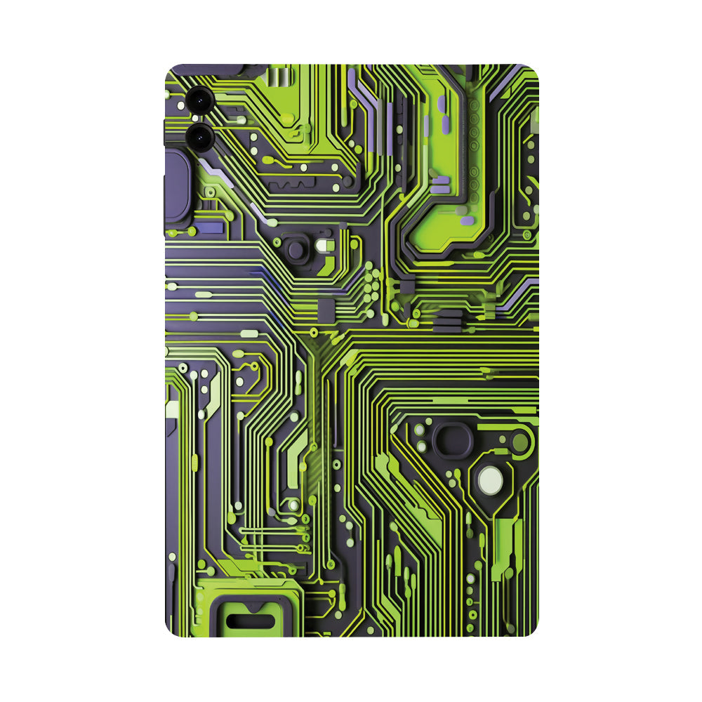Samsung Galaxy Tab S9 FE Plus Lime Green Circuit Design Tablet Skins
