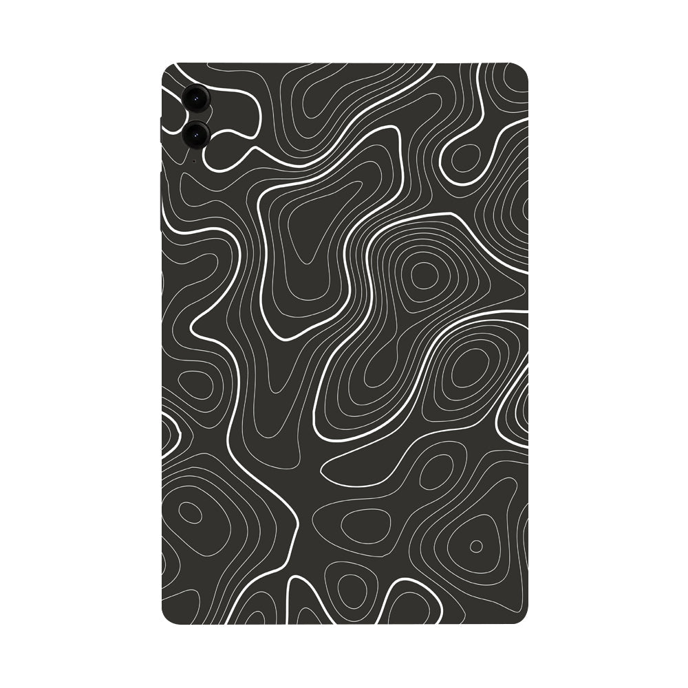 Samsung Galaxy Tab S9 FE Plus Grayscale Topographic Lines Tablet Skins
