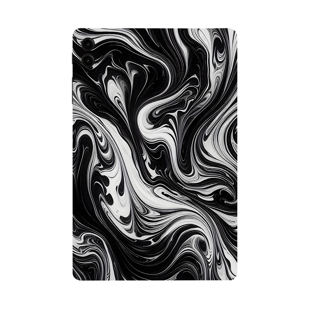 Samsung Galaxy Tab S9 FE Plus Black and White Marble Tablet Skins