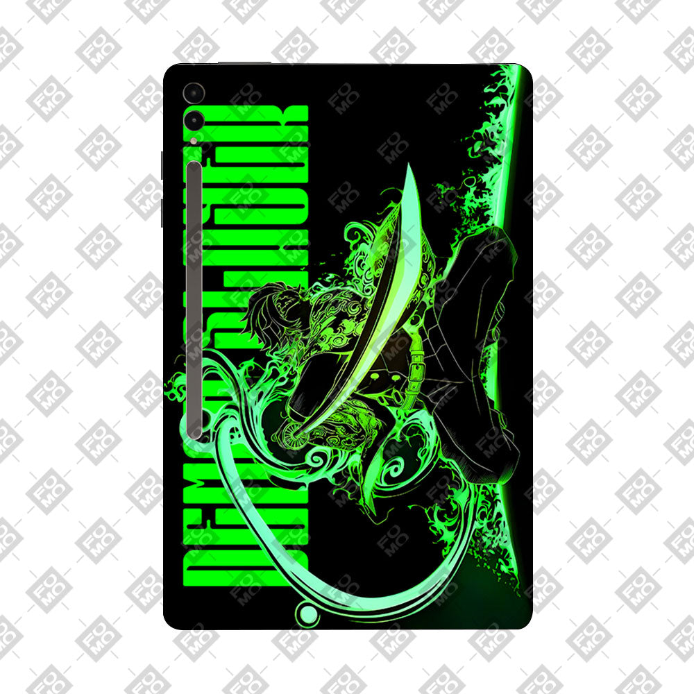Samsung Galaxy Tab S9 Ultra 5G Tanjiro Green Flame Dance Anime Tablet Skins