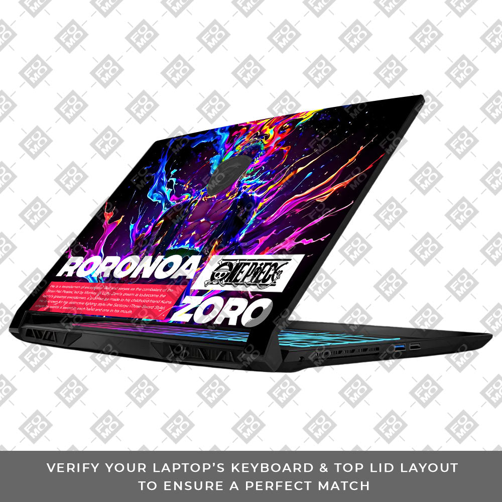 Zoro with Neon Flames MSI Katana 15 B13V Laptop Skin