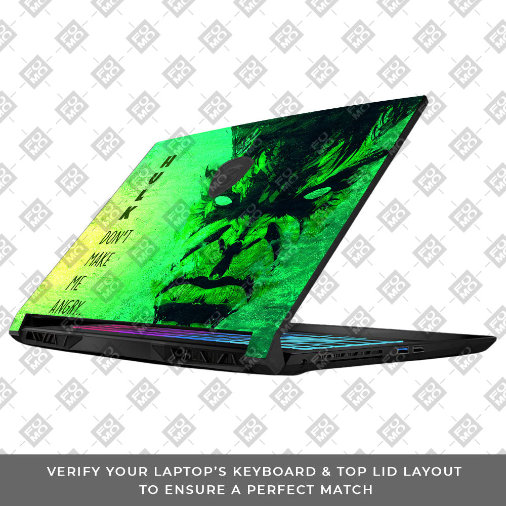 Hulk Don't Make Me Angry MSI Katana 15 B13V Laptop Skin