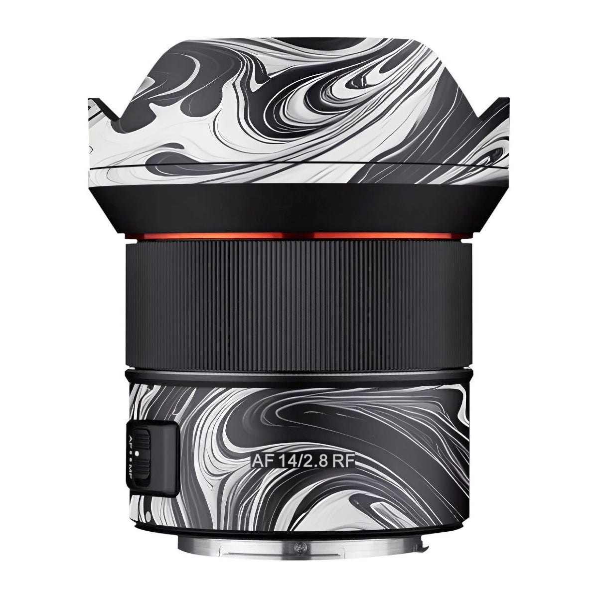 Black and White Marble Samyang AF 14mm F/2.8 RF Camera Lens Skin
