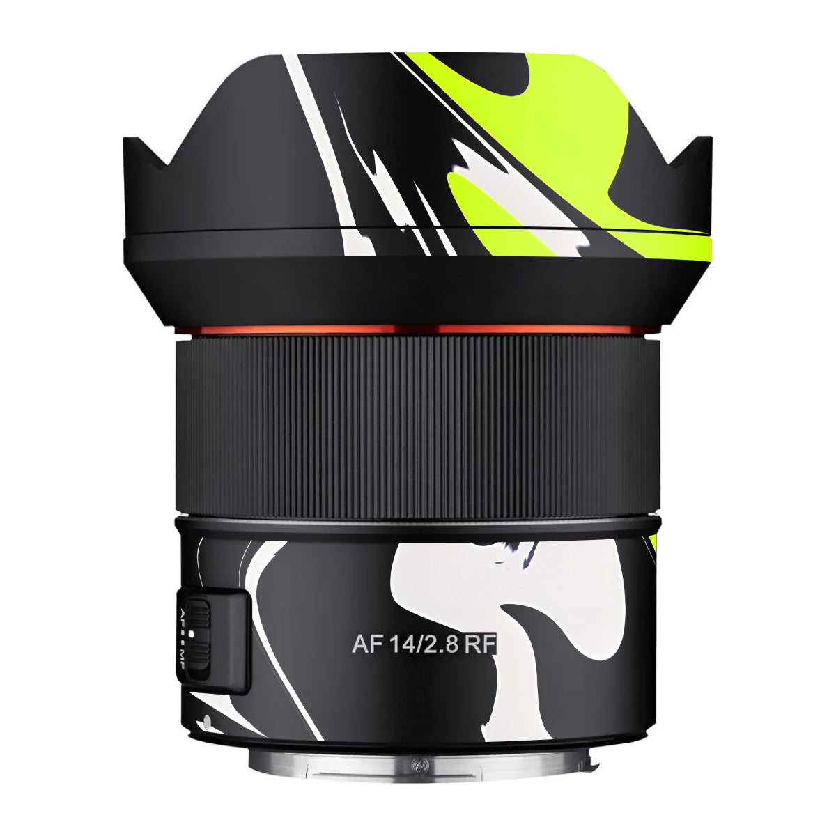 Neon Green and Black Pattern Samyang AF 14mm F/2.8 RF Camera Lens Skin