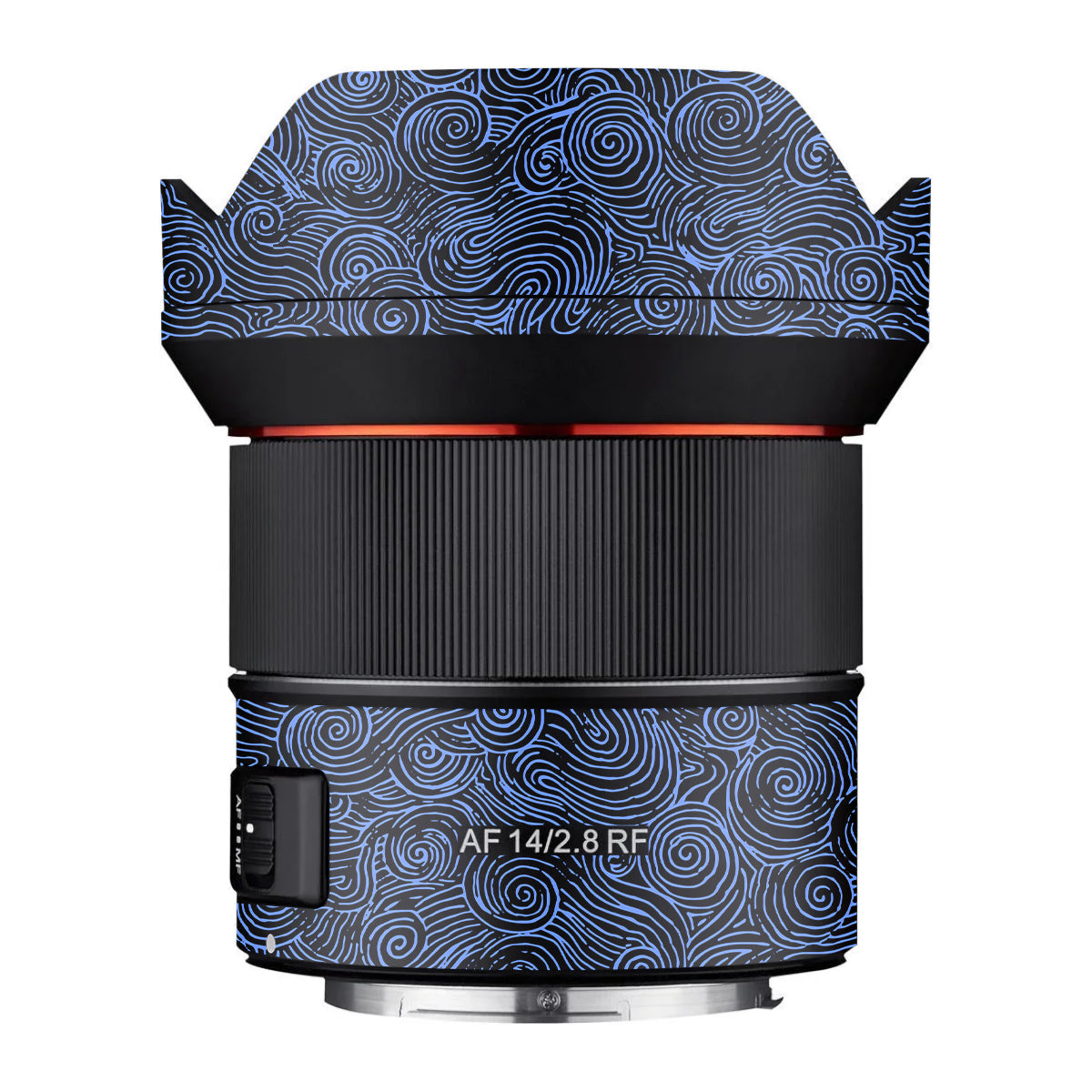 Blue Spirals Samyang AF 14mm F/2.8 RF Camera Lens Skin