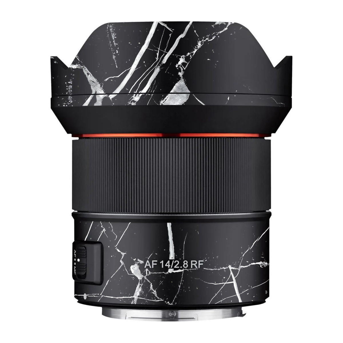 White Veins on Black Samyang AF 14mm F/2.8 RF Camera Lens Skin