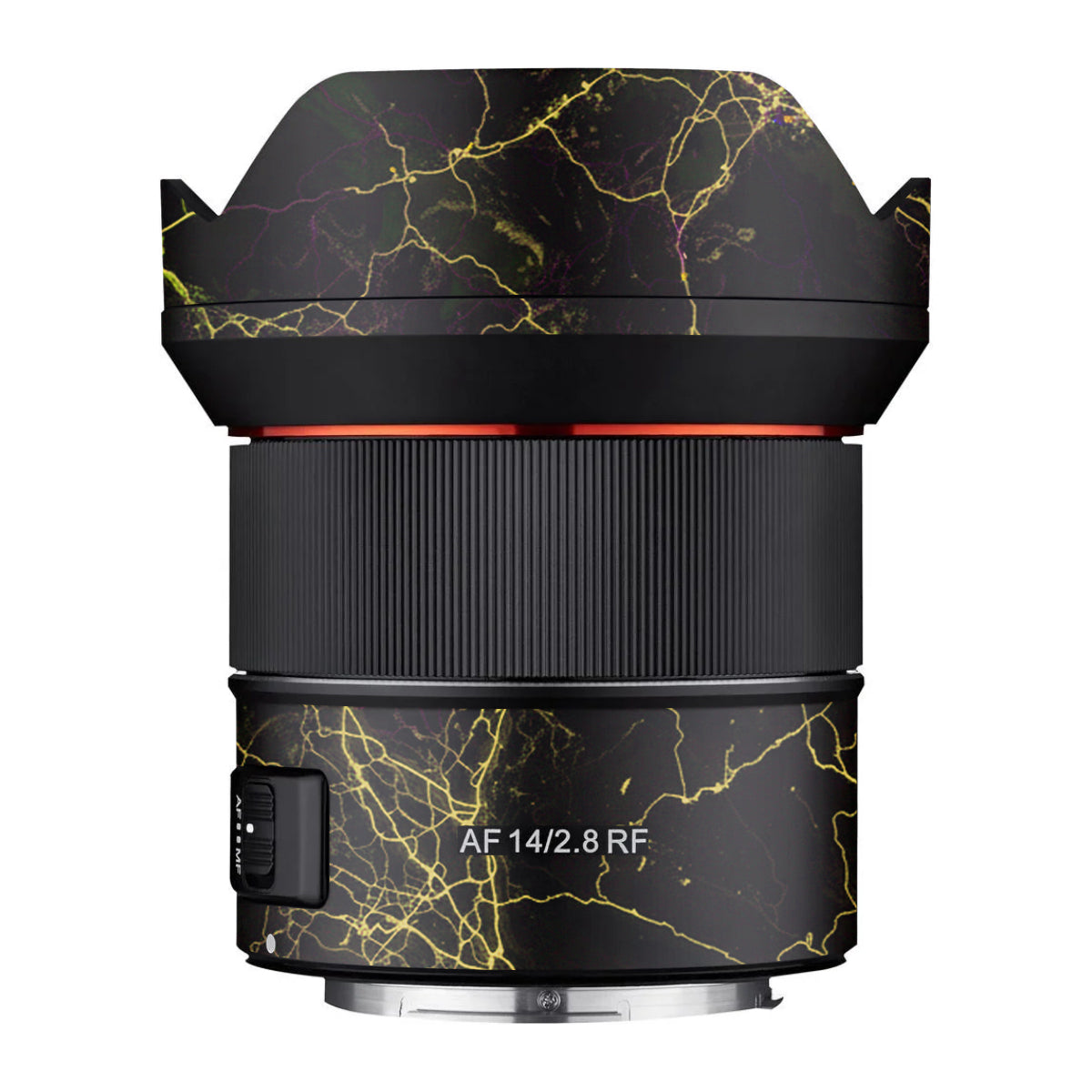 Electric Gold Veins Samyang AF 14mm F/2.8 RF Camera Lens Skin