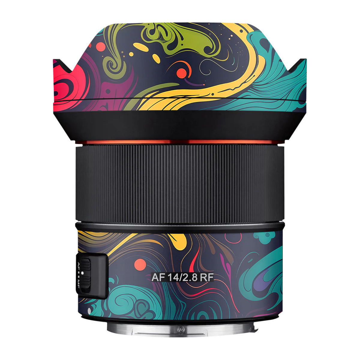 Psychedelic Color Swirl Samyang AF 14mm F/2.8 RF Camera Lens Skin