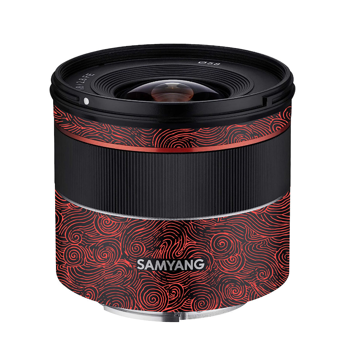 Red Spirals Samyang FE 18mm F/2.8 Camera Lens Skin