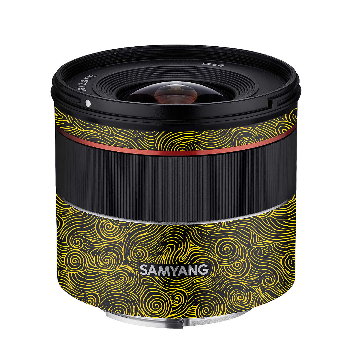 Yellow Spirals Samyang FE 18mm F/2.8 Camera Lens Skin