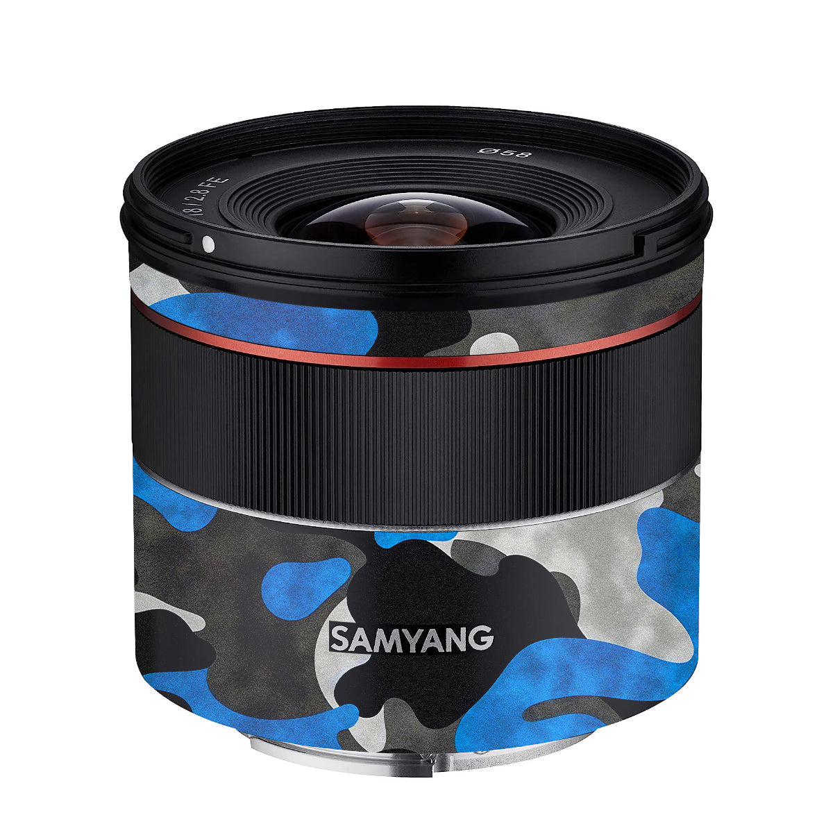 Blue Grey Camo Samyang FE 18mm F/2.8 Camera Lens Skin