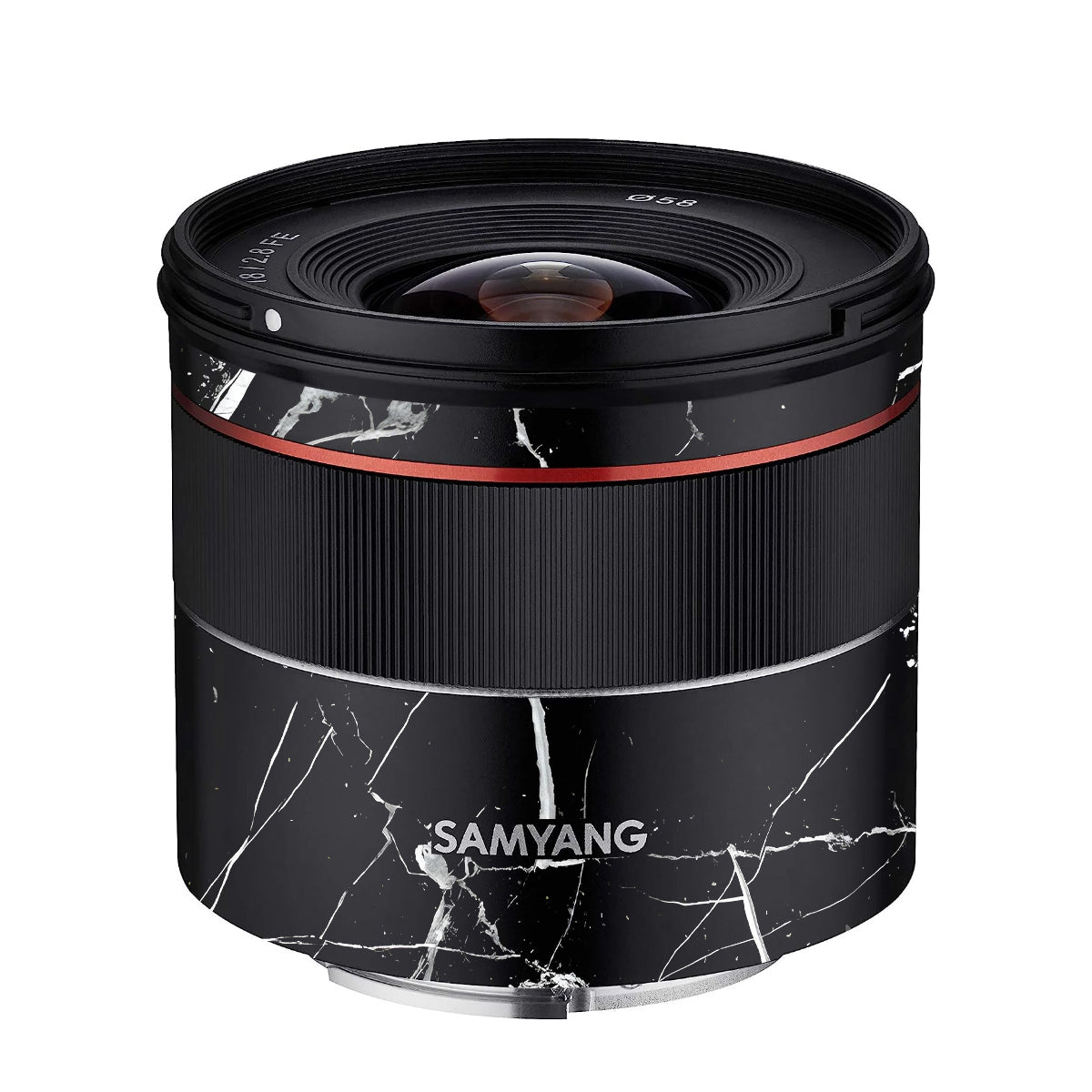 White Veins on Black Samyang FE 18mm F/2.8 Camera Lens Skin