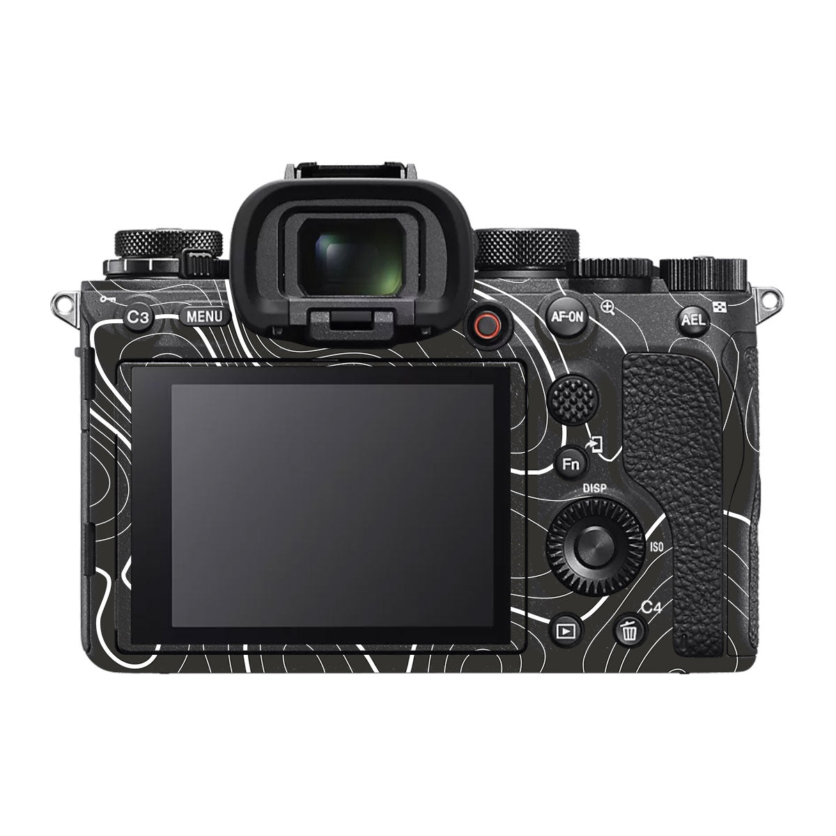 Grayscale Topographic Lines Sony A1 Camera Skin