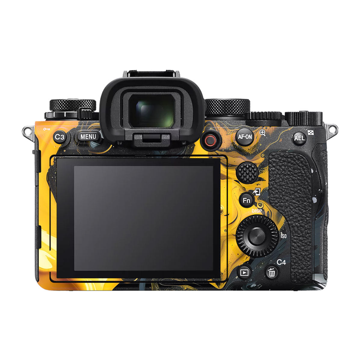 Yellow and Black Paint Swirls Sony A1 Camera Skin