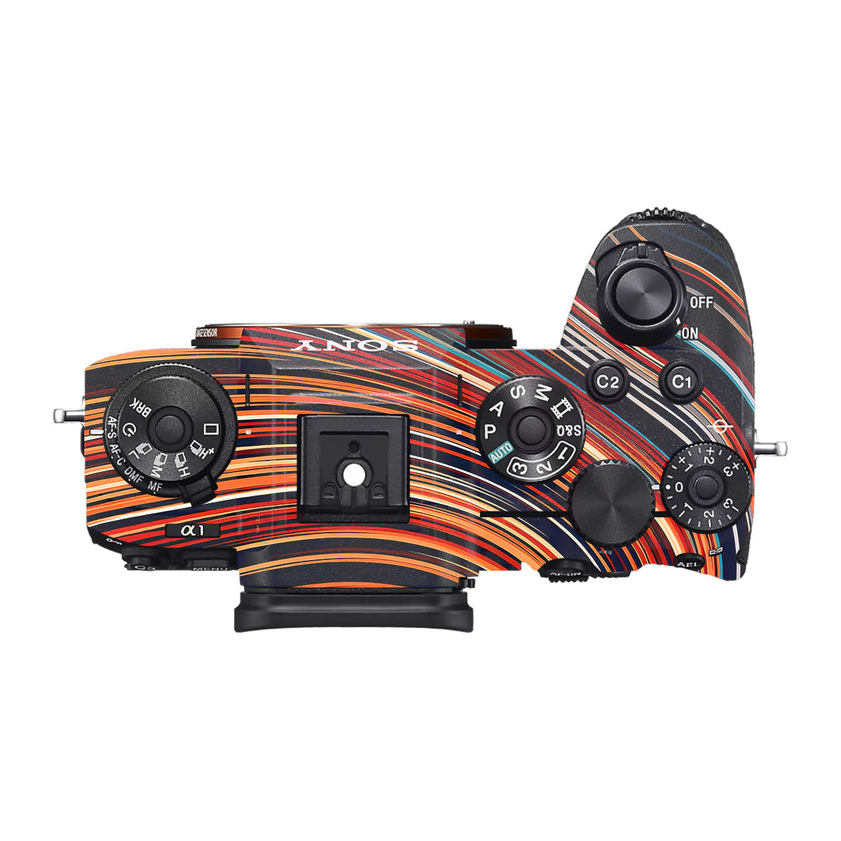 Retro Abstract Striped Swirl Sony A1 Camera Skin