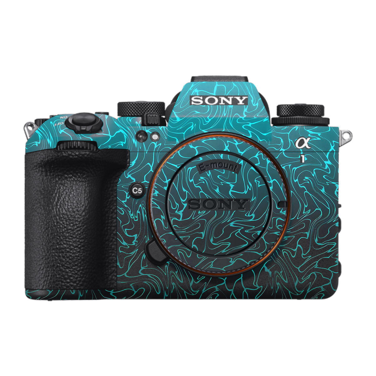 Cyan Blue to Black Gradient Sony A1 Mark II Camera Skin