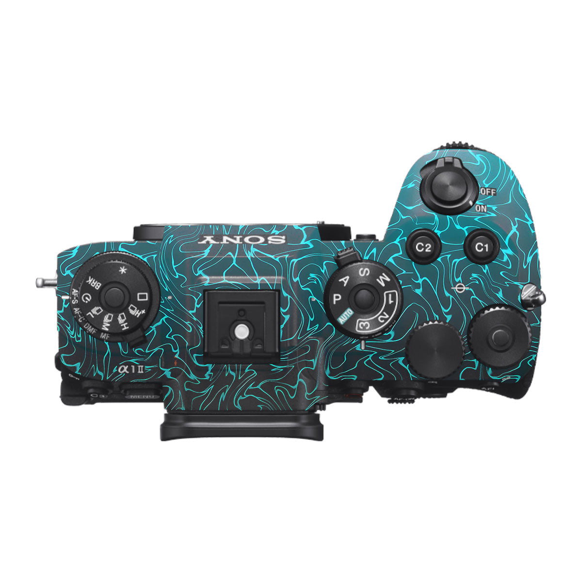 Cyan Blue to Black Gradient Sony A1 Mark II Camera Skin