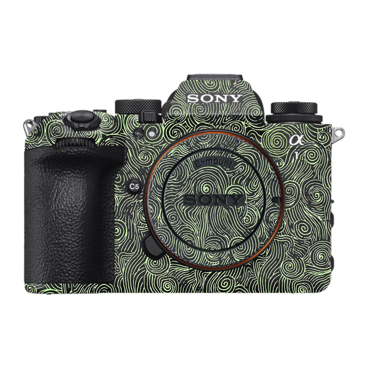 Green Spirals Sony A1 Mark II Camera Skin