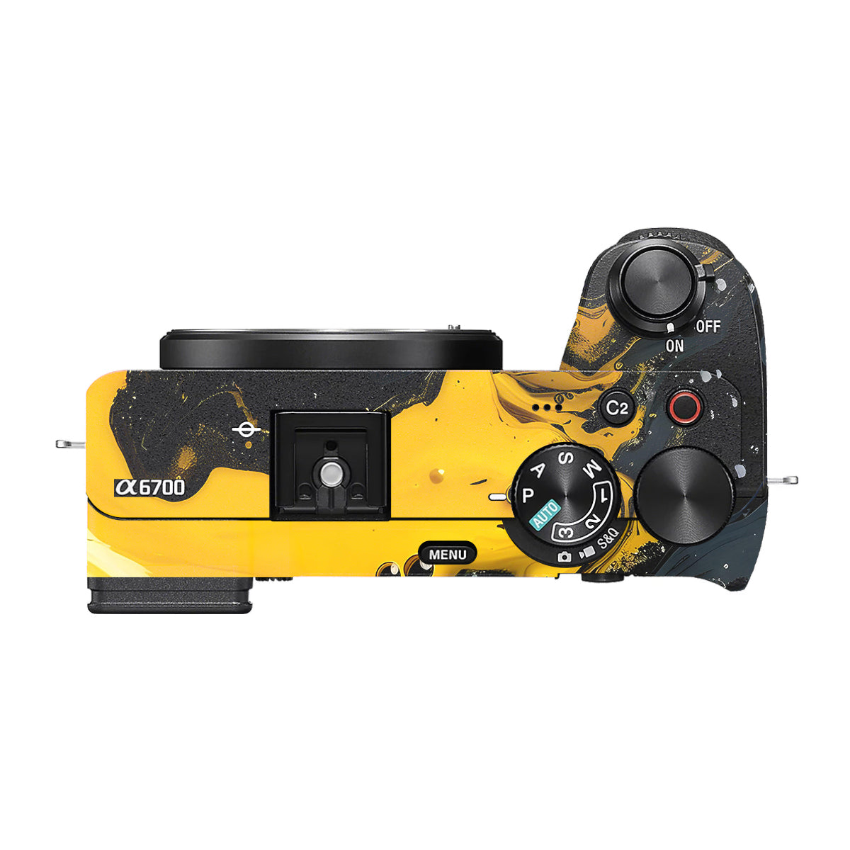 Yellow and Black Paint Swirls Sony A6700 Camera Skin