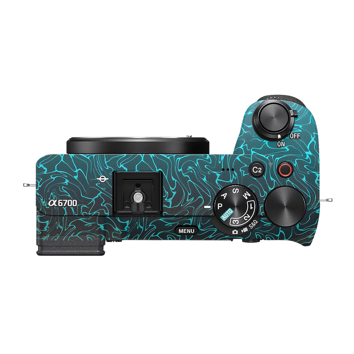 Cyan Blue to Black Gradient Sony A6700 Camera Skin