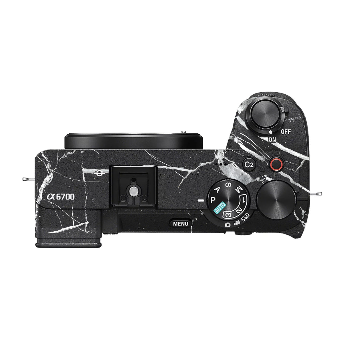 White Veins on Black Sony A6700 Camera Skin