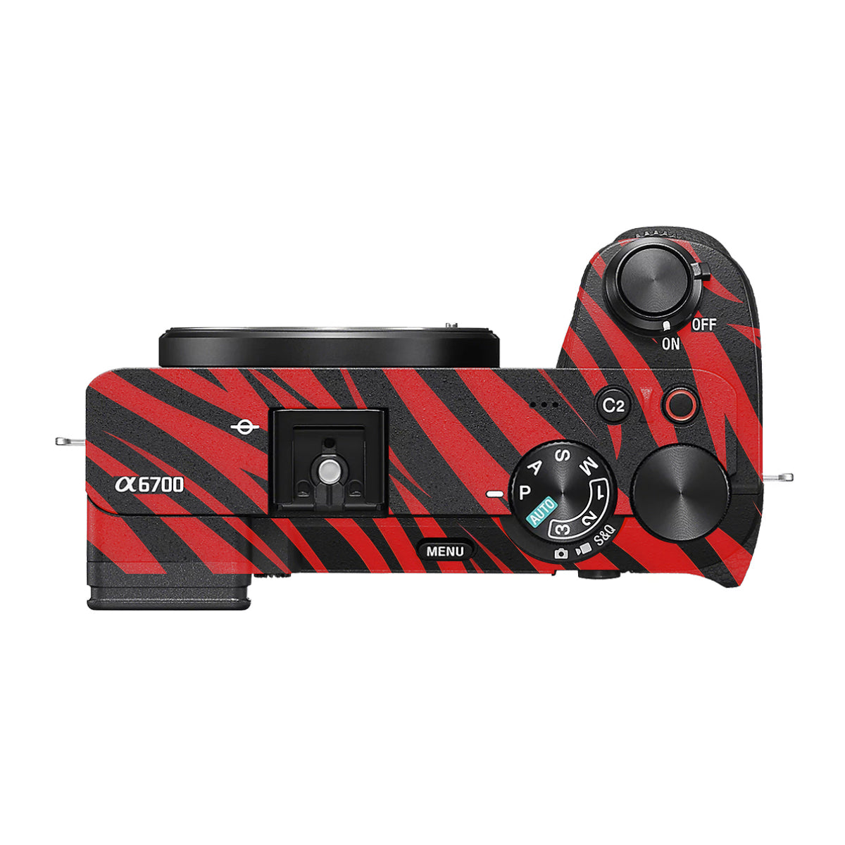Red and Black Stripes Sony A6700 Camera Skin