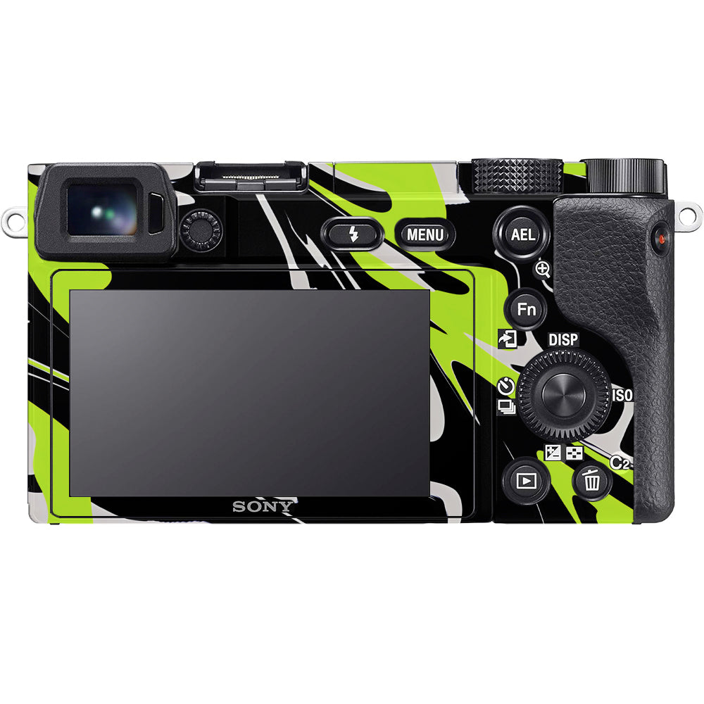 Neon Green and Black Pattern Sony A6100 Camera Skins