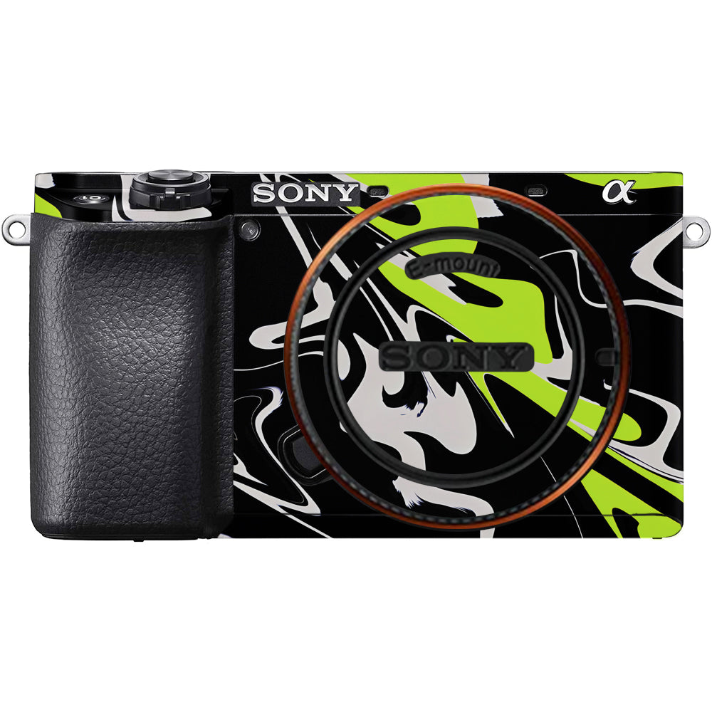 Neon Green and Black Pattern Sony A6100 Camera Skins