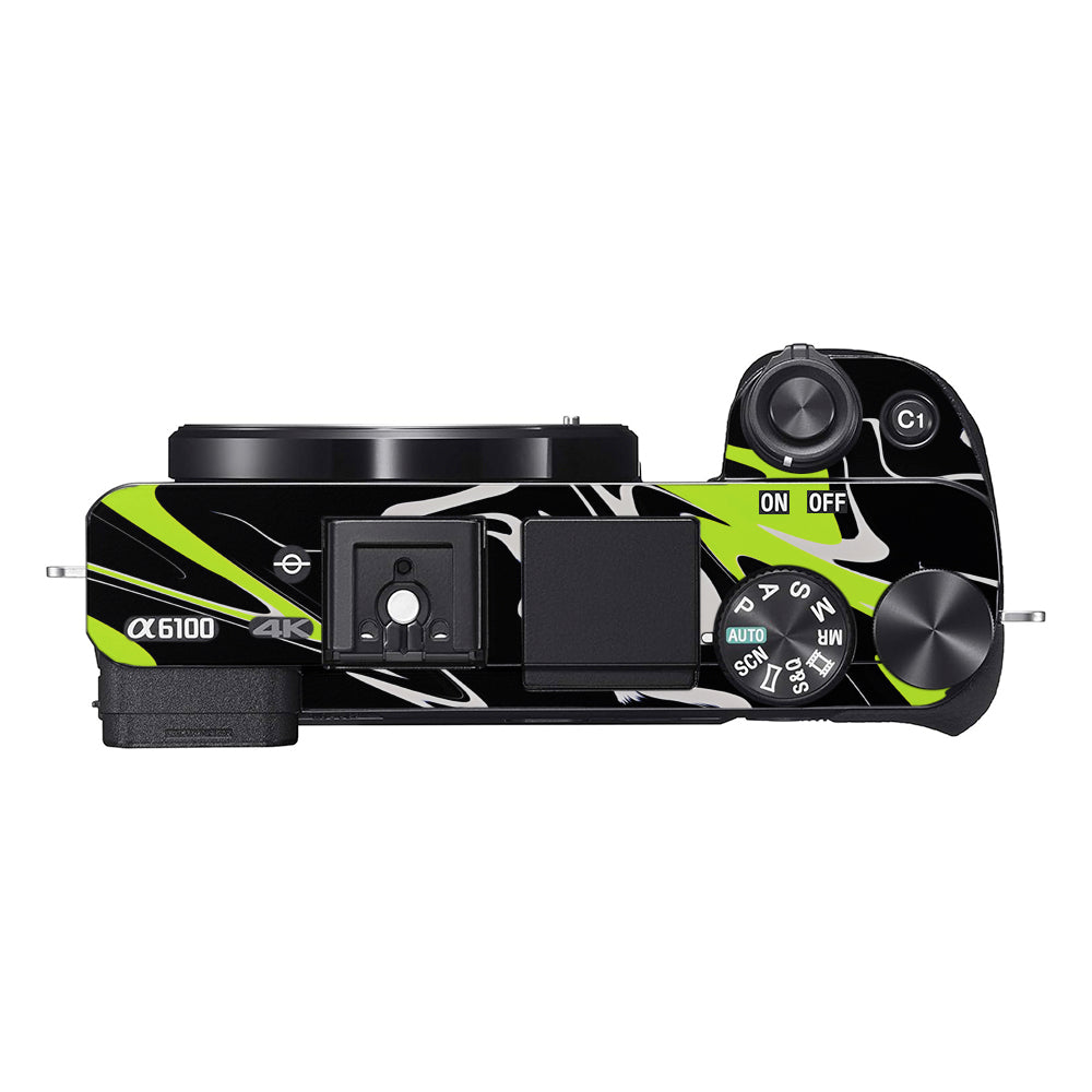 Neon Green and Black Pattern Sony A6100 Camera Skins