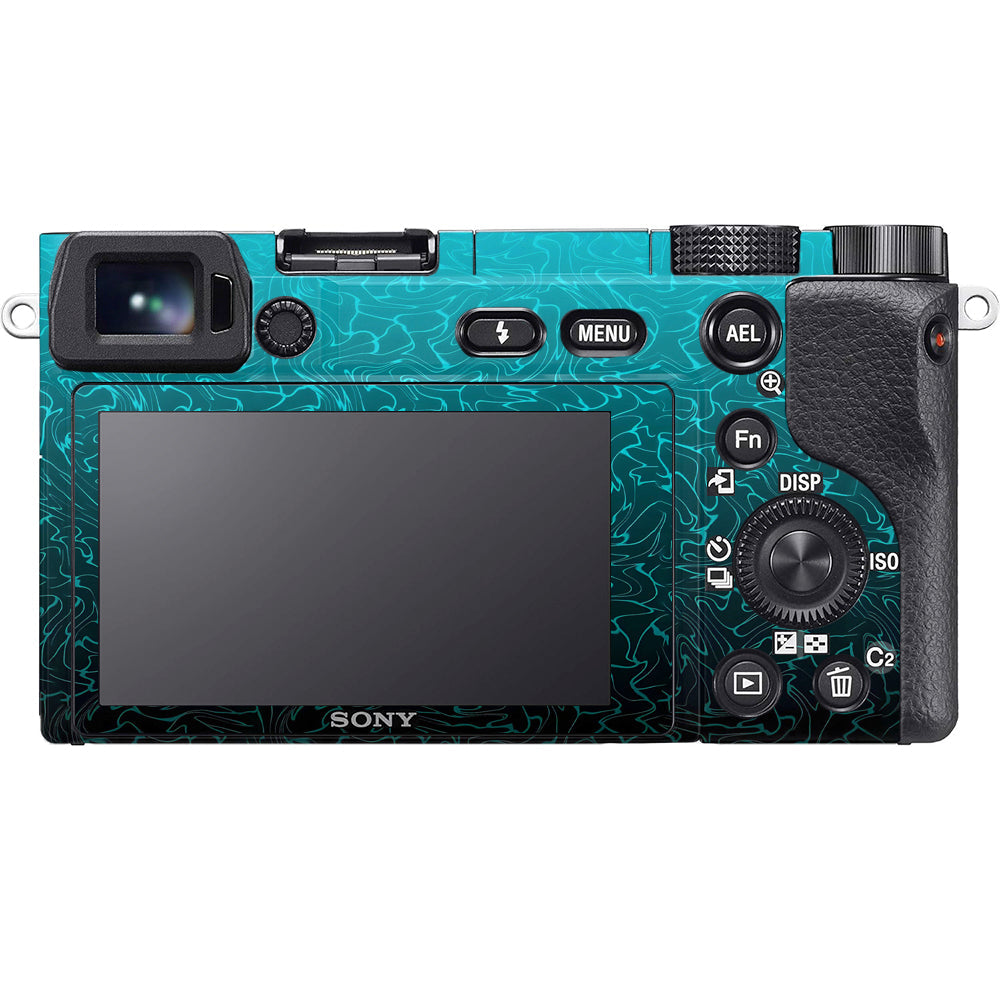 Cyan Blue to Black Gradient Sony A6100 Camera Skins