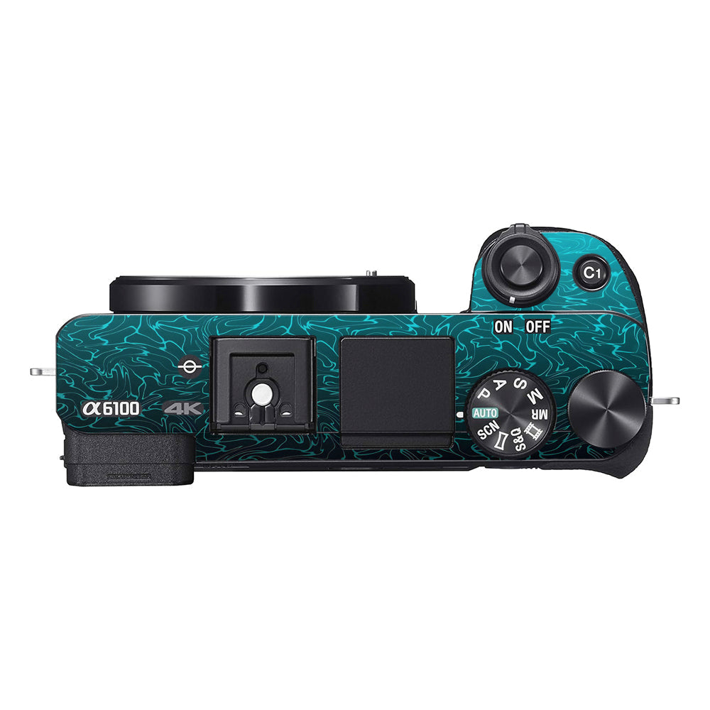 Cyan Blue to Black Gradient Sony A6100 Camera Skins