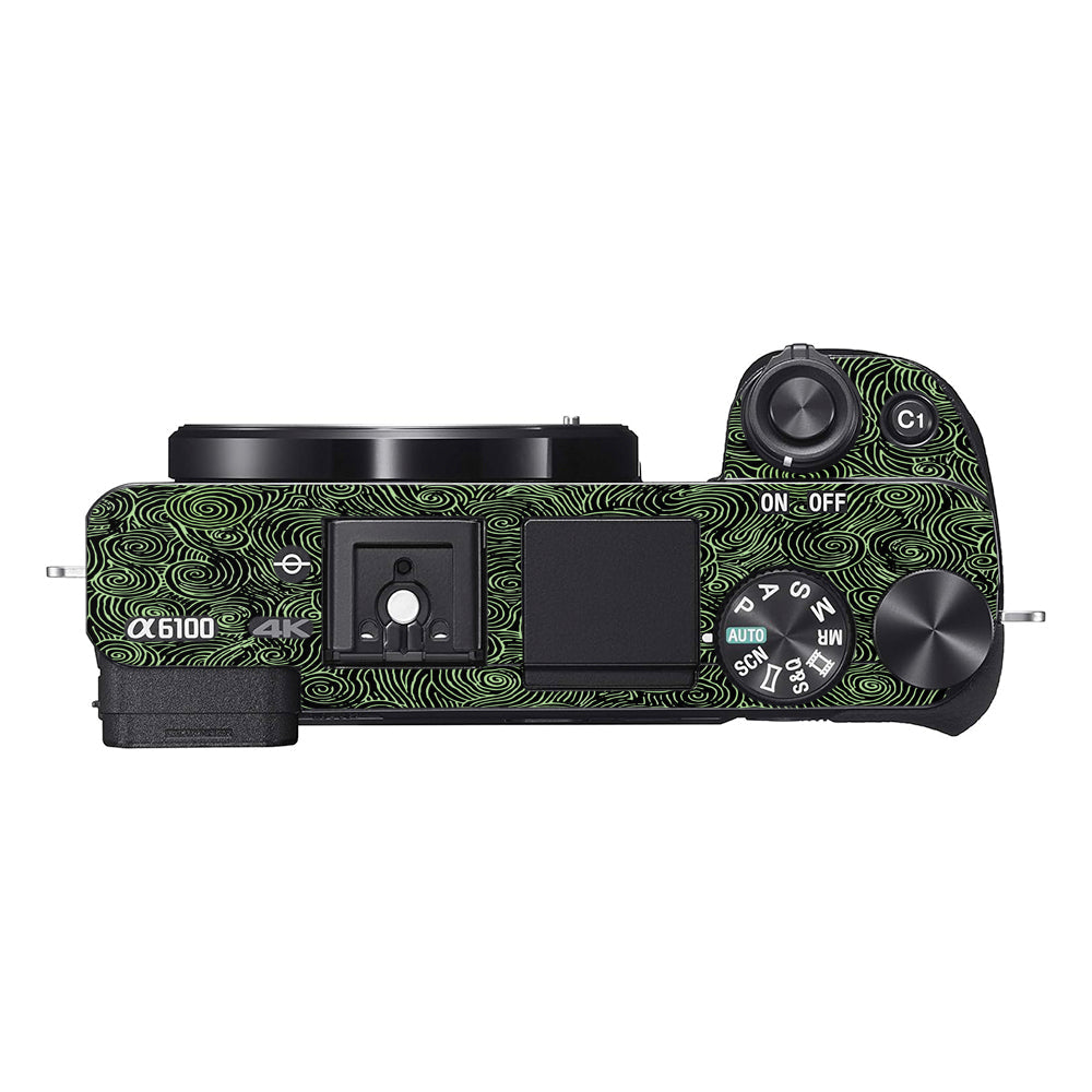 Green Spirals Sony A6100 Camera Skins