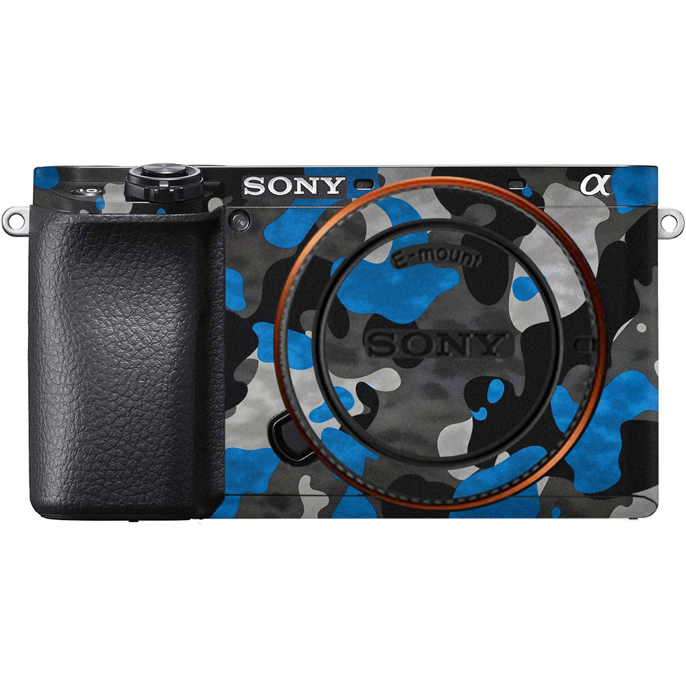Blue Grey Camo Sony A6100 Camera Skins