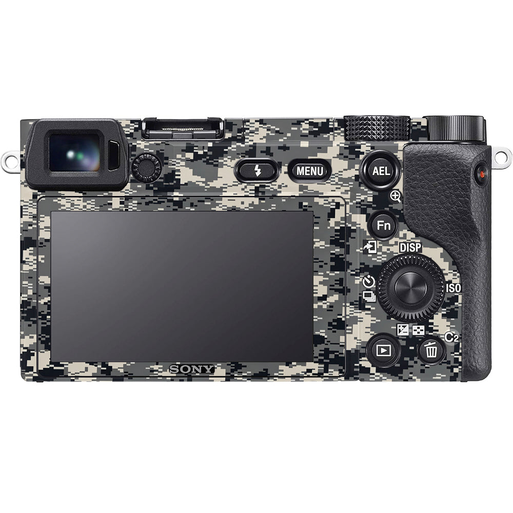 Grey Black Pixel Sony A6100 Camera Skins