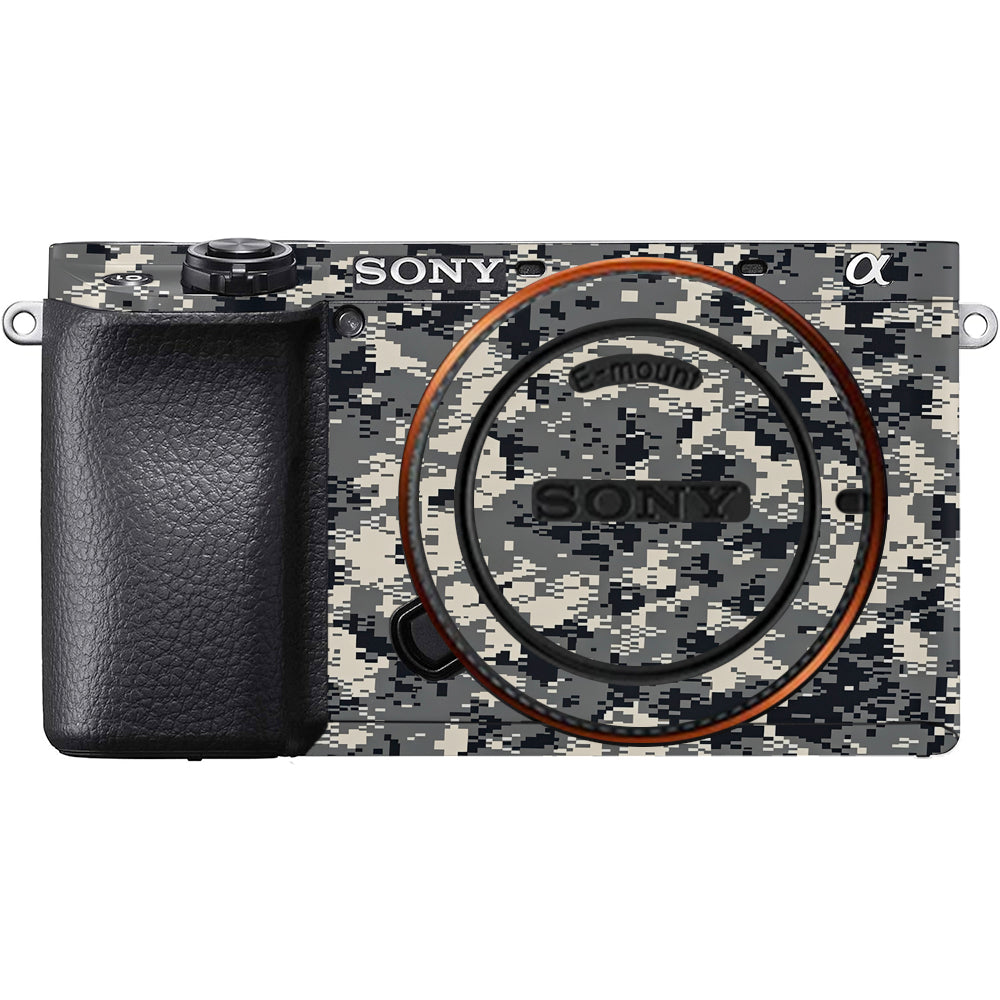 Grey Black Pixel Sony A6100 Camera Skins