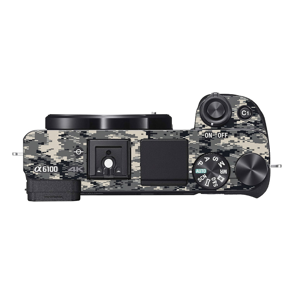Grey Black Pixel Sony A6100 Camera Skins