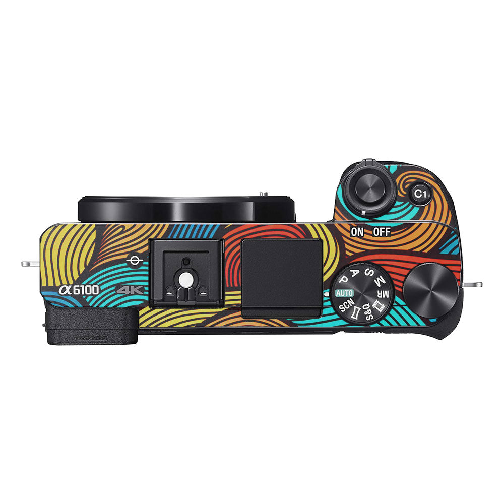 Retro Colorful Doodle Art Pattern Sony A6100 Camera Skin