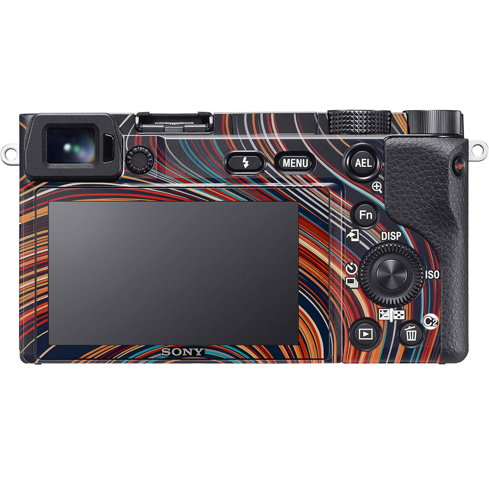 Retro Abstract Striped Swirl Sony A6100 Camera Skin