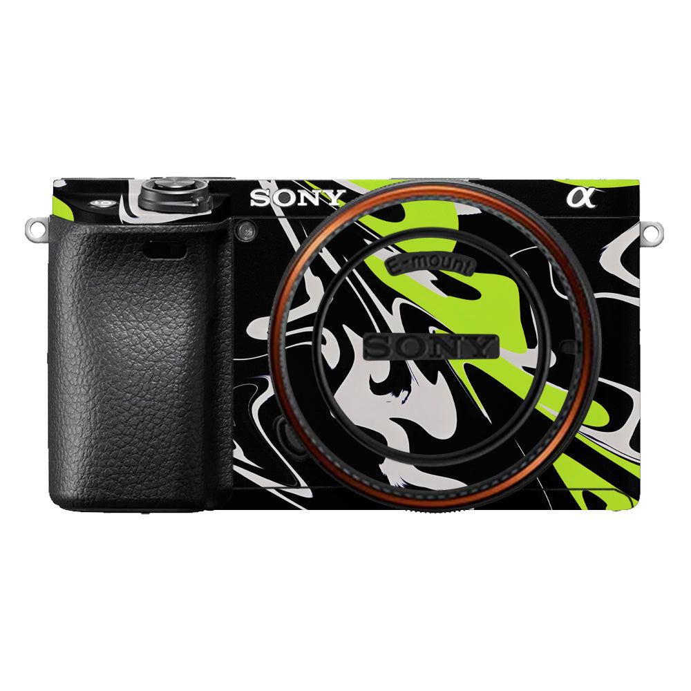 Neon Green and Black Pattern Sony A6400 Camera Skins