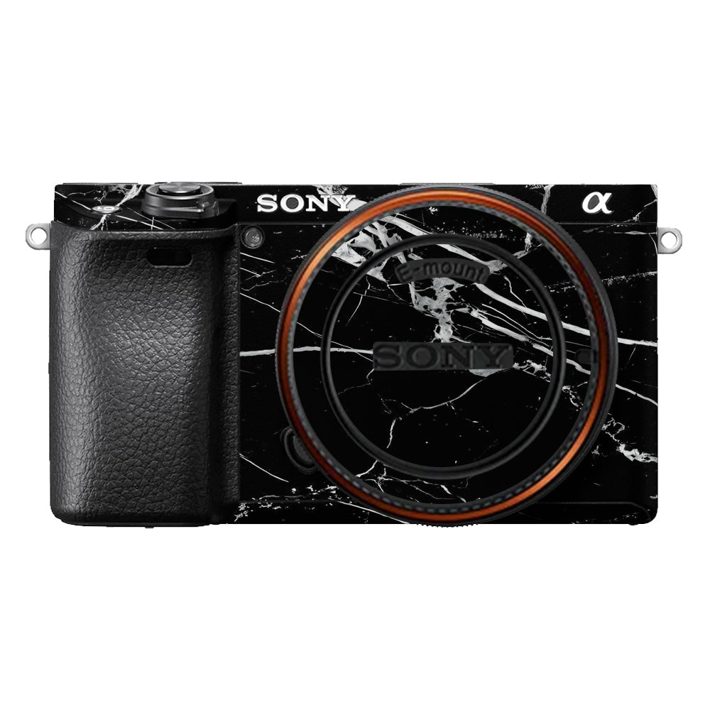 White Veins on Black Sony A6400 Camera Skins
