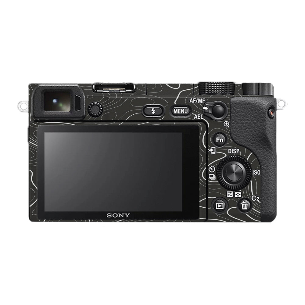 Grayscale Topographic Lines Sony A6400 Camera Skins